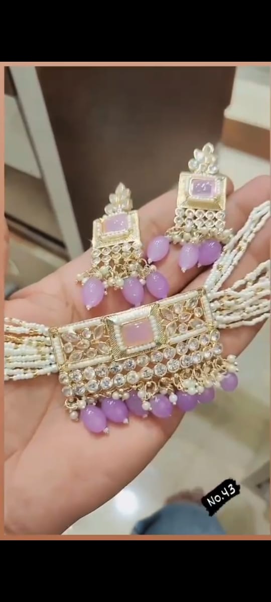Kundan Work Necklace Set Choker Catalog
